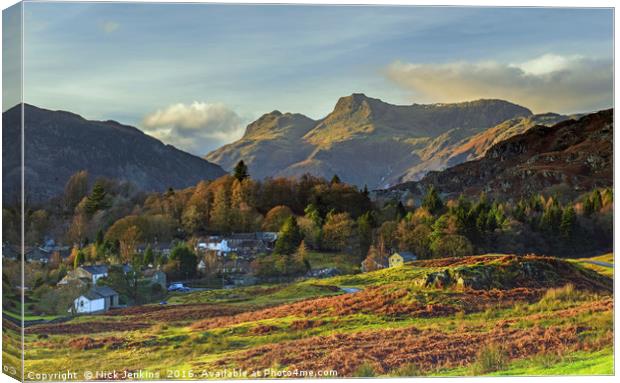 The Great Langdale Valley and Pikes Cumbria Canvas Print by Nick Jenkins
