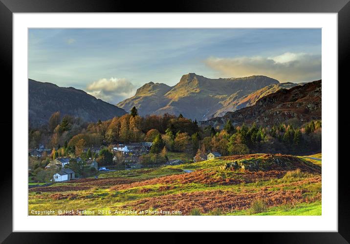 The Great Langdale Valley and Pikes Cumbria Framed Mounted Print by Nick Jenkins