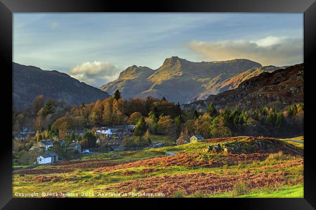 The Great Langdale Valley and Pikes Cumbria Framed Print by Nick Jenkins
