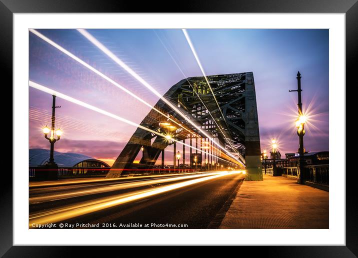 Newcastle Light Trails at Sunrise Framed Mounted Print by Ray Pritchard