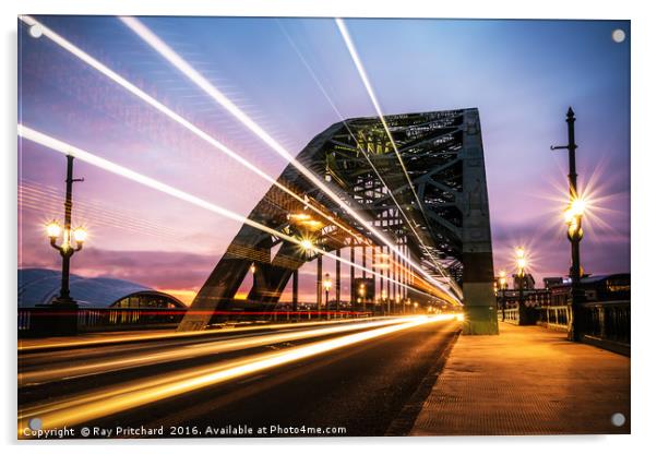 Newcastle Light Trails at Sunrise Acrylic by Ray Pritchard