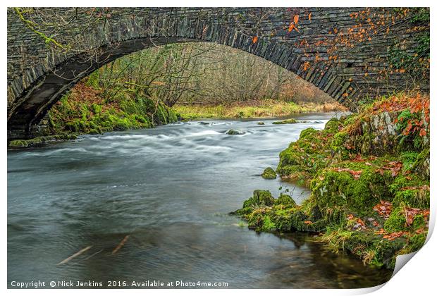 Footbridge over the River Brathay Lake District  Print by Nick Jenkins