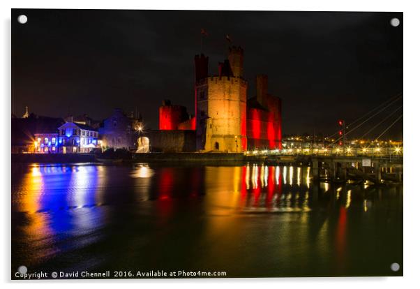 Caernarfon Castle Nightscape Acrylic by David Chennell