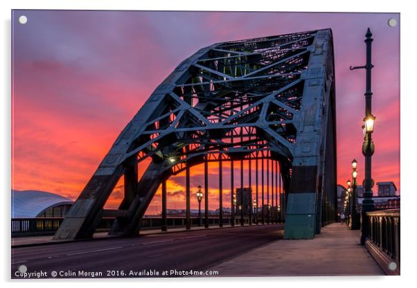 Tyne Bridge Sunrise Acrylic by Colin Morgan