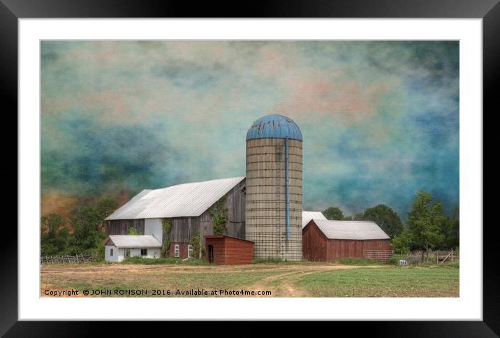 Blue Silo Framed Mounted Print by JOHN RONSON