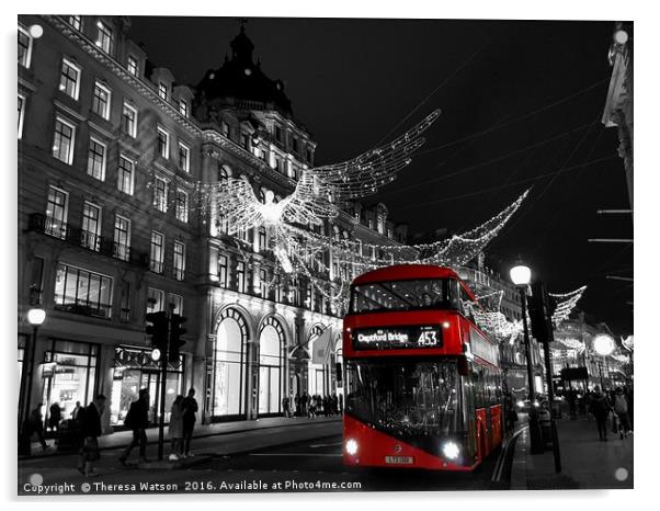 Regent Street Christmas Splash  Acrylic by Theresa Watson