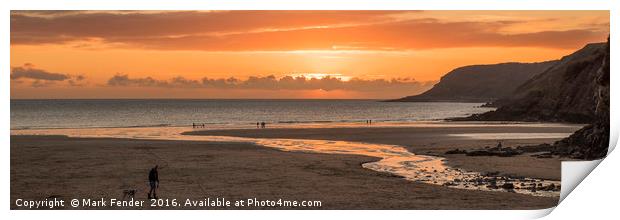 Caswell Bay Panoramic Print by Mark Fender