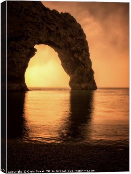 Durdle Door Sunset Canvas Print by Chris Sweet