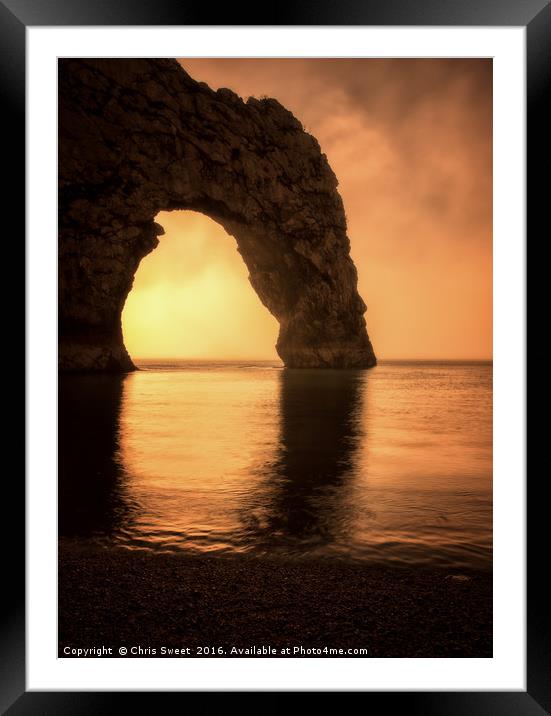 Durdle Door Sunset Framed Mounted Print by Chris Sweet
