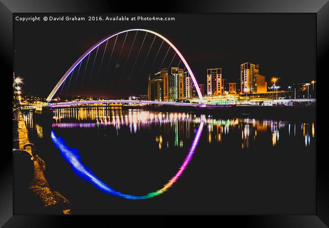 Gateshead Millennium Bridge - At night Framed Print by David Graham