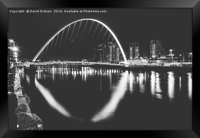 Gateshead Millennium Bridge - At night Framed Print by David Graham