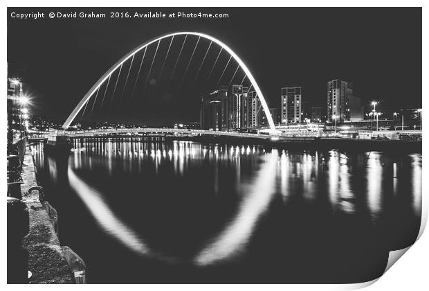 Gateshead Millennium Bridge - At night Print by David Graham