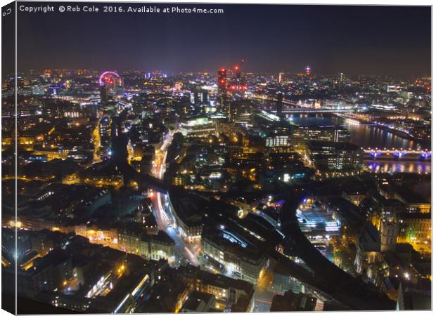 London City Skyline at Night Canvas Print by Rob Cole