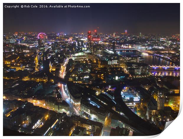 London City Skyline at Night Print by Rob Cole