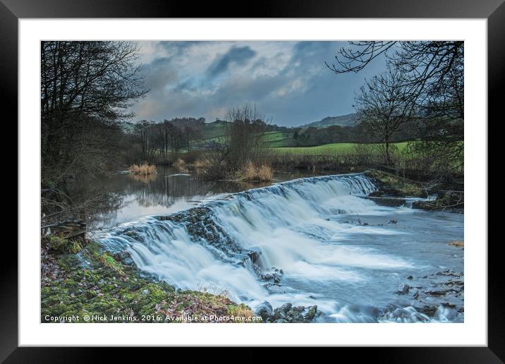 The Weir at Staveley Framed Mounted Print by Nick Jenkins