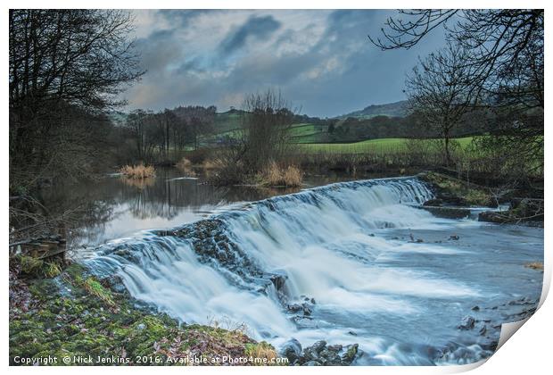 The Weir at Staveley Print by Nick Jenkins