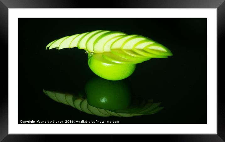 carved green apple Framed Mounted Print by andrew blakey
