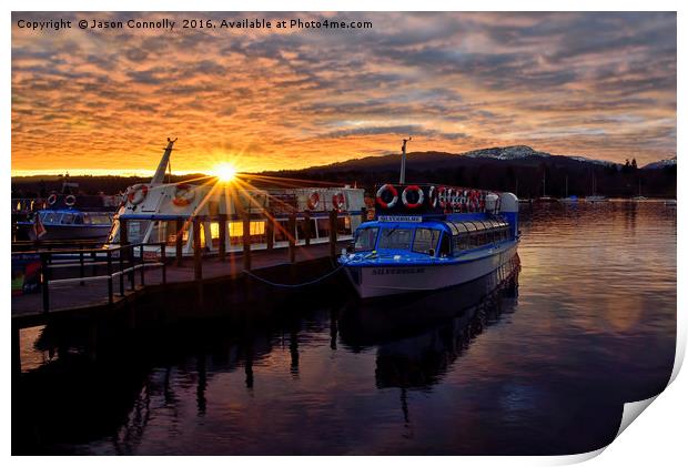 Last Light At Windermere Print by Jason Connolly