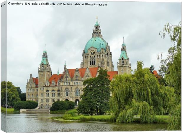 The New Town Hall of Hannover Canvas Print by Gisela Scheffbuch