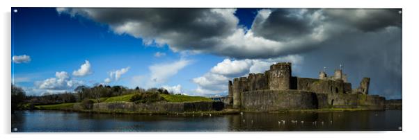 Caerphilly Castle Acrylic by Andrew Richards