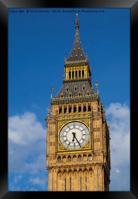 Elizabeth Tower in London Framed Print by Chris Dorney