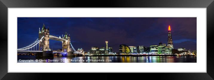 London Cityscape Panoramic Framed Mounted Print by Chris Dorney