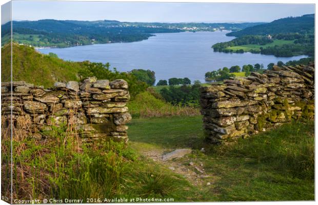 View of Lake Windermere in the Lake District Canvas Print by Chris Dorney