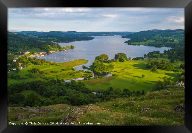 View of Lake Windermere in the Lake District Framed Print by Chris Dorney