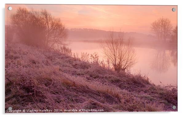 Dawn at river Trent Acrylic by Vladimir Korolkov