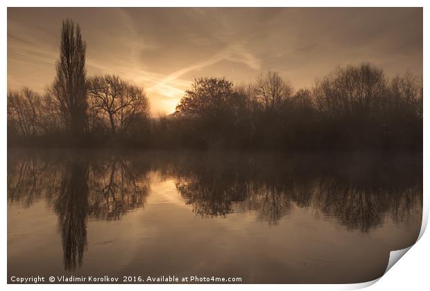 Morning on river Trent  Print by Vladimir Korolkov