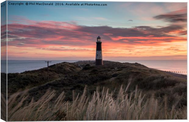 Glorious Sunrise, Spurn Lighthouse Canvas Print by Phil MacDonald