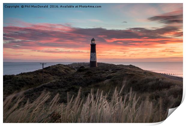 Glorious Sunrise, Spurn Lighthouse Print by Phil MacDonald