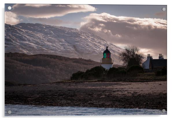 Corran Lighthouse Acrylic by Willie Cowie