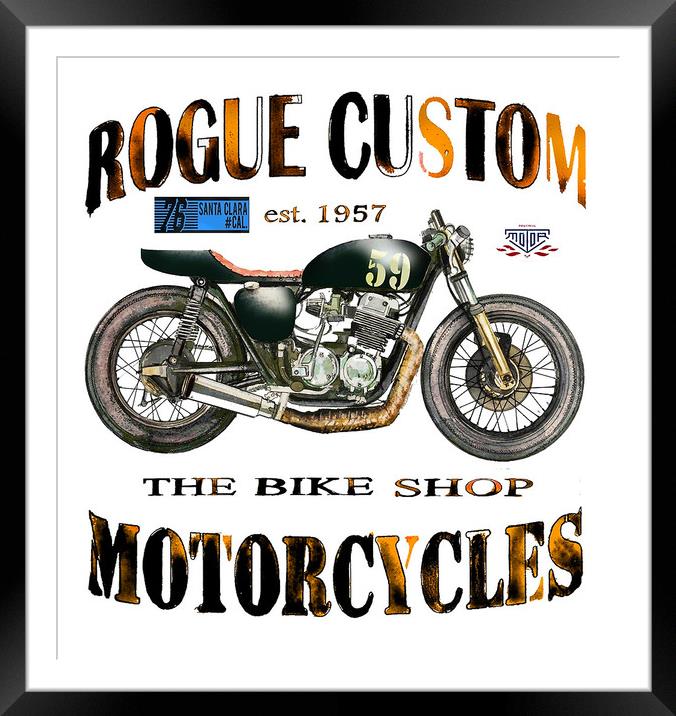 Rogue Custom Motorcycles  Framed Mounted Print by John Lowerson