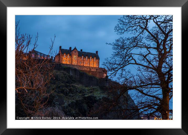 Edinburgh Castle in Scotland Framed Mounted Print by Chris Dorney