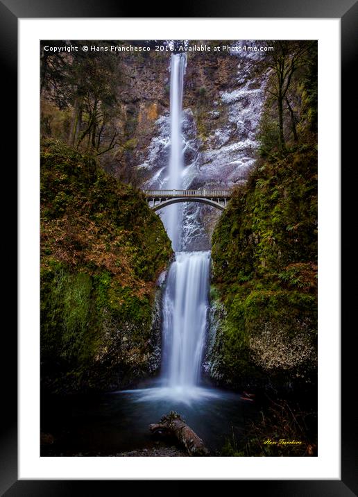 Winter at the waterfall Framed Mounted Print by Hans Franchesco