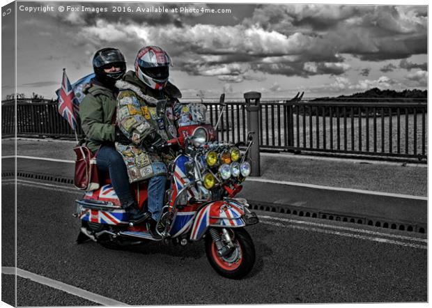 Scooter riders at southport Canvas Print by Derrick Fox Lomax