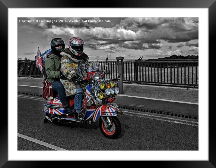 Scooter riders at southport Framed Mounted Print by Derrick Fox Lomax