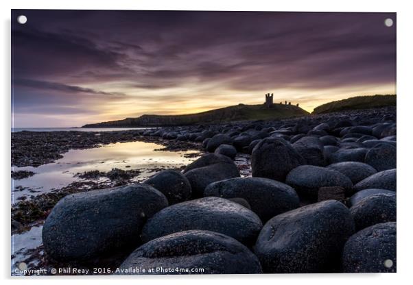 Dunstanburgh Castle at sunrise Acrylic by Phil Reay