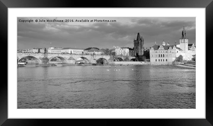 View of the Charles Bridge in Prague Framed Mounted Print by Julie Woodhouse