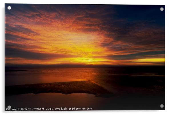 Sunrise from Cardiff Bay Acrylic by Tony Pritchard