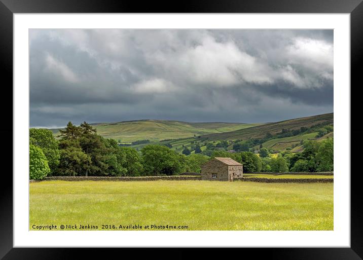 Muker Barn Swaledale Yorkshire Dales National Park Framed Mounted Print by Nick Jenkins