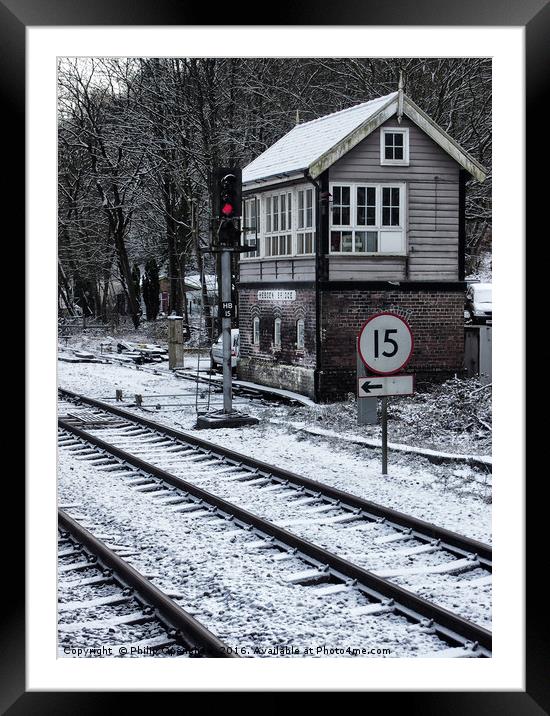 Signal box in the snow Framed Mounted Print by Philip Openshaw
