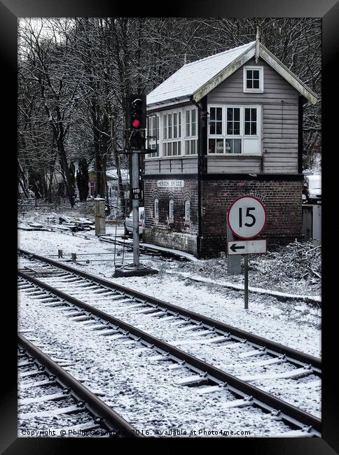 Signal box in the snow Framed Print by Philip Openshaw