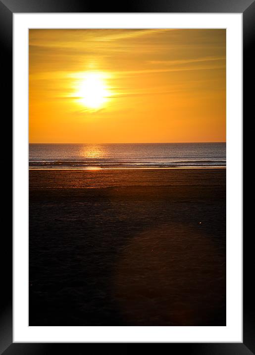 Perranporth sunset Framed Mounted Print by K. Appleseed.