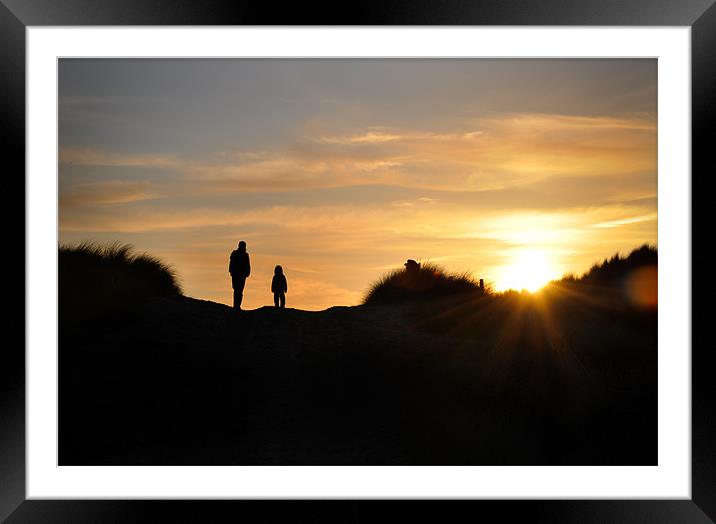 Perranporth sunset silhouette Framed Mounted Print by K. Appleseed.