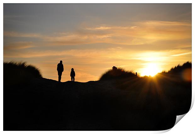 Perranporth sunset silhouette Print by K. Appleseed.