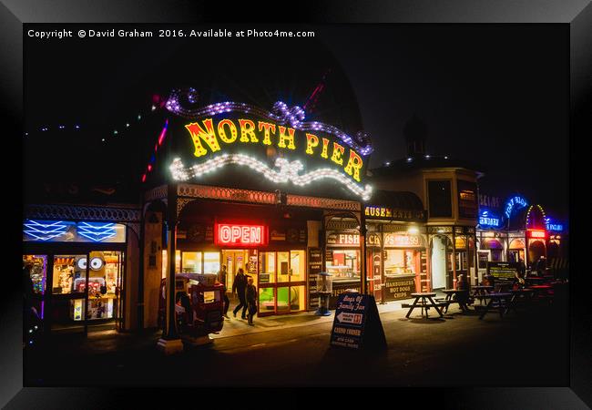 North Pier Blackpool at night Framed Print by David Graham