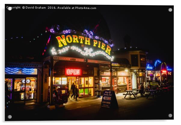 North Pier Blackpool at night Acrylic by David Graham
