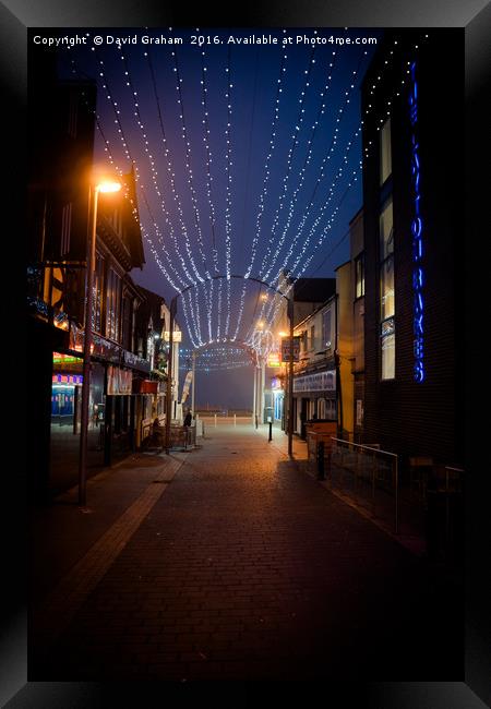 Back Alley during Blackpool illuminations Framed Print by David Graham